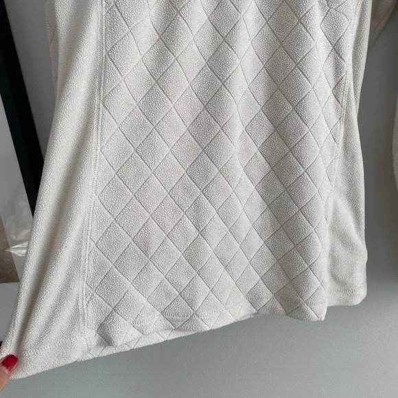 COLUMBIA Cream 1/4 Zip Fleece Diamond Patterned Sweater Size XS - Picture 10 of 14